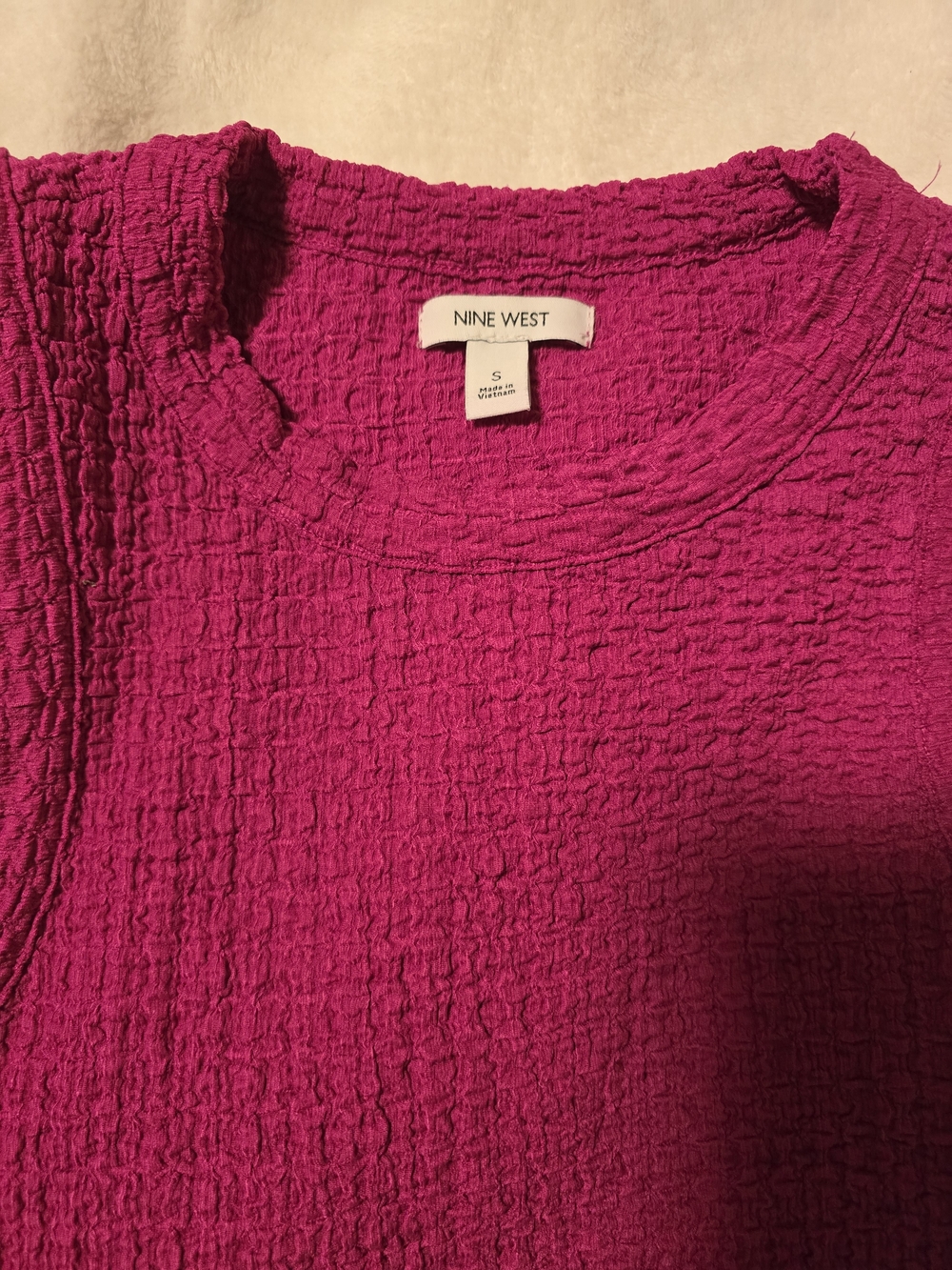 Nine West Magenta Textured Knit Crew Neck Tank Top Size Small - Picture 3 of 6